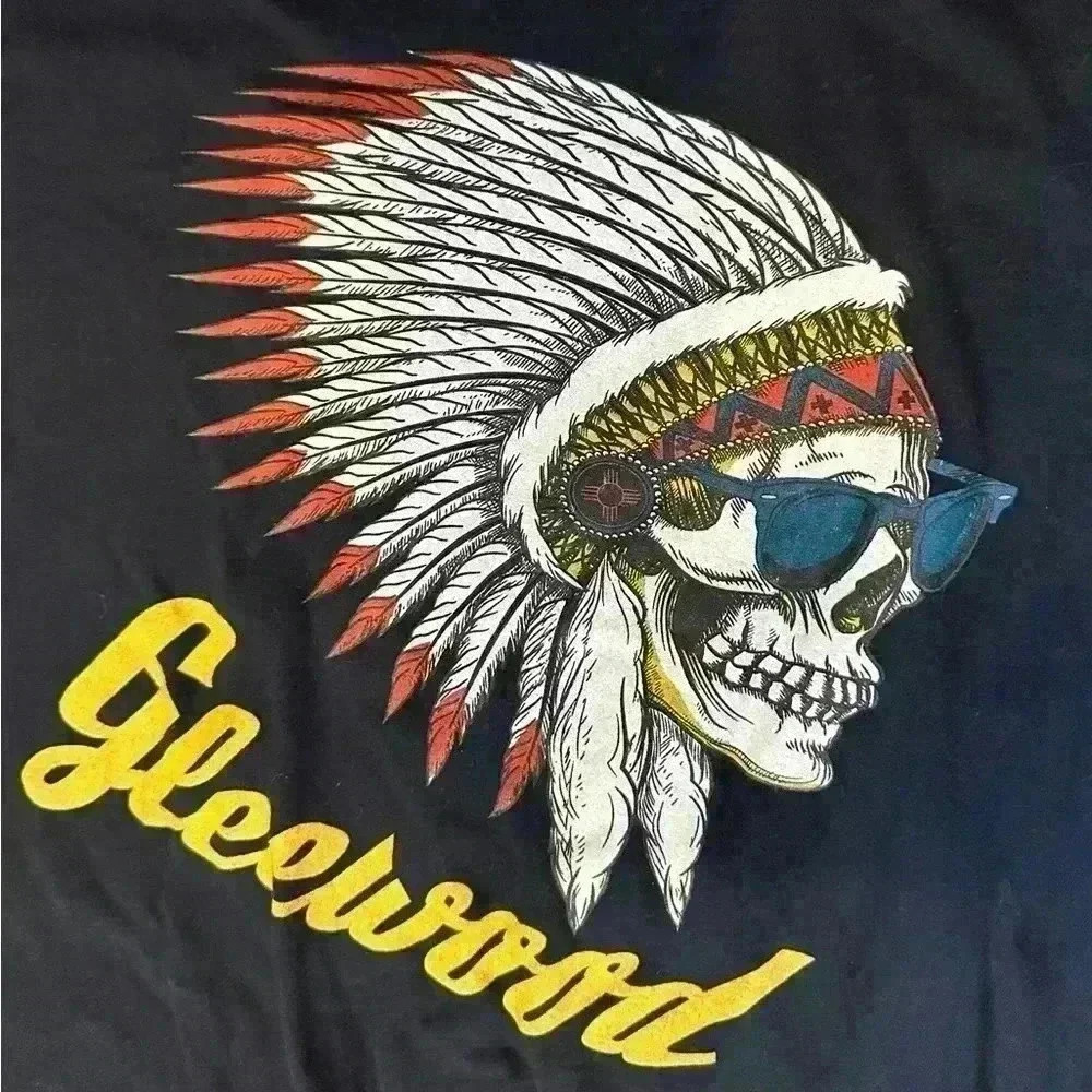 Gleewood Cochise Skull In A Headdress And Sunglasses Band Shirt Size XL - Picture 3 of 6